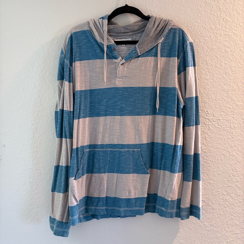 PD&C Blue and Gray Striped Hoodie